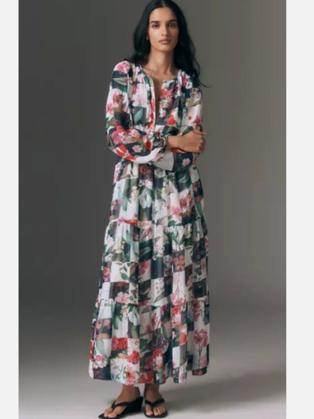 Anthropologie Somerset Maxi Dress Long-Sleeve Chiffon Edition Blue Floral S NWT